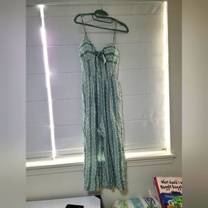 Green/white Romper, mid calf legging, pockets, new w/ tags